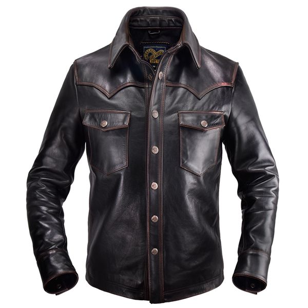 men's leather faux genuine jacket grain horse casual short fashion motorcycle riding 230404, Black
men's leather faux genuine jacket grain horse casual short fashion motorcycle riding 230404, Black