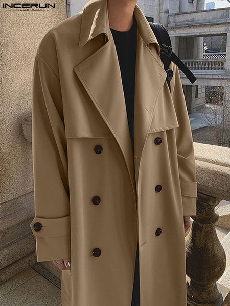 men's trench coats incerun fashion lapel long sleeve loose double breasted style streetwear 2023 casual windbreaker s5xl 230404, Tan;black
men's trench coats incerun fashion lapel long sleeve loose double breasted style streetwear 2023 casual windbreaker s5xl 230404, Tan;black