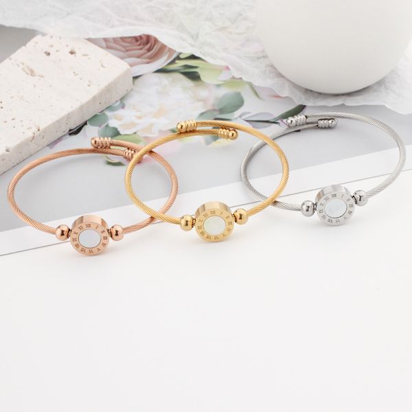 luxury designer jewelry bangles bracelet new fashion titanium steel roman digital shell cable bracelet opening women's bracelet, Black
luxury designer jewelry bangles bracelet new fashion titanium steel roman digital shell cable bracelet opening women's bracelet, Black