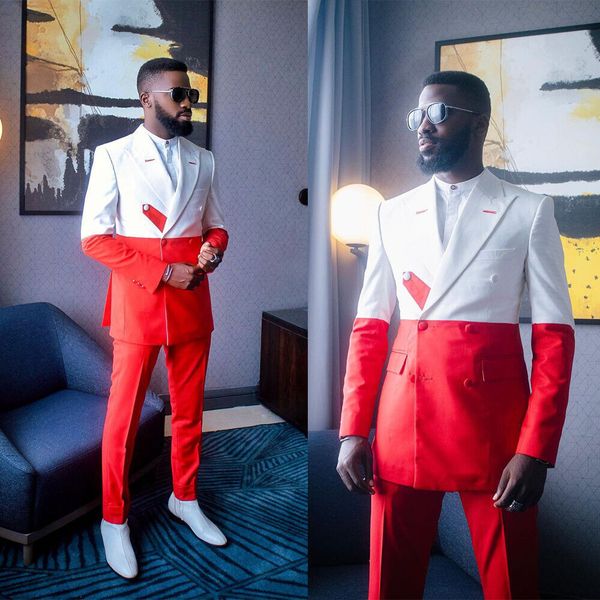 men's suits blazers 2 pieces white red splicing slim fit groom wedding formal party wear traje americana hombre 230404, White;black
men's suits blazers 2 pieces white red splicing slim fit groom wedding formal party wear traje americana hombre 230404, White;black