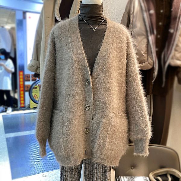 women's knits tees jsxdhk autumn winter loose mink cashmere sweater cardigan women v neck single breasted thick warm lazy 230403, White
women's knits tees jsxdhk autumn winter loose mink cashmere sweater cardigan women v neck single breasted thick warm lazy 230403, White
