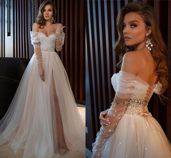 champagne wedding dress split side dots tulle long sleeve bride party gowns boho 2023 off shoulder vestido de noiva, White
champagne wedding dress split side dots tulle long sleeve bride party gowns boho 2023 off shoulder vestido de noiva, White