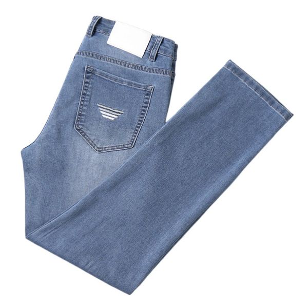 men's jeans spring summer thin denim slim fit european american high-end brand small straight pants xl872-3, Blue
men's jeans spring summer thin denim slim fit european american high-end brand small straight pants xl872-3, Blue