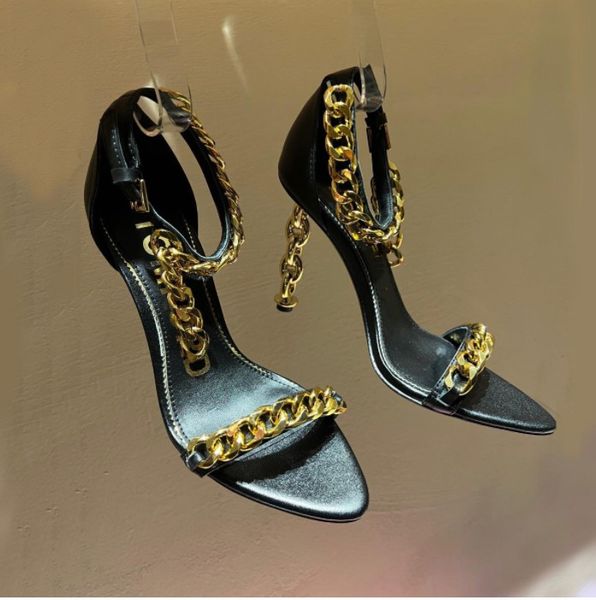 luxury chain ankle-strap heeled sandals stiletto heels women party evening shoes .5cm open toe metallic sculptural-heel mirror leather lux, Black
luxury chain ankle-strap heeled sandals stiletto heels women party evening shoes .5cm open toe metallic sculptural-heel mirror leather lux, Black
