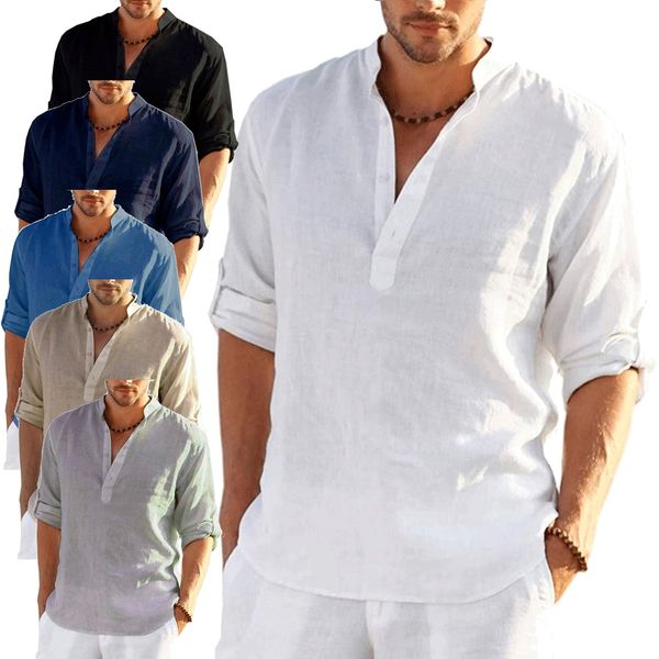 men's casual shirts daily linen long sleeve solid color loose shirt cotton blouses men clothing camisa masculina 230404, White;black
men's casual shirts daily linen long sleeve solid color loose shirt cotton blouses men clothing camisa masculina 230404, White;black