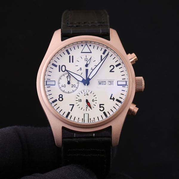 10 styles blue dial watches mens luxury watch rose gold case quartz watch chronograph function sapphire glass leather strap luminous montre, Slivery;brown
10 styles blue dial watches mens luxury watch rose gold case quartz watch chronograph function sapphire glass leather strap luminous montre, Slivery;brown