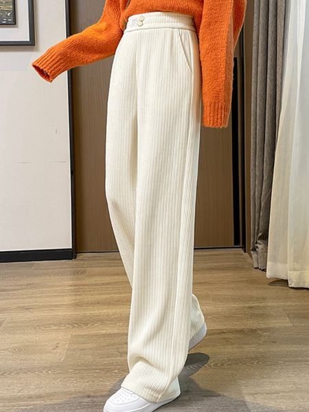 women's shorts autumn winter wideleg pants highwaisted straightleg knitted oversized trouser clothing 230404, White;black
women's shorts autumn winter wideleg pants highwaisted straightleg knitted oversized trouser clothing 230404, White;black