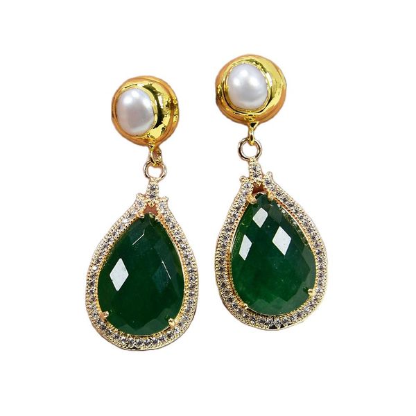 green jade teardrop crystal dangle cz paved gems stone white pearl stud earrings handmade lady jewelry gifts, Silver
green jade teardrop crystal dangle cz paved gems stone white pearl stud earrings handmade lady jewelry gifts, Silver