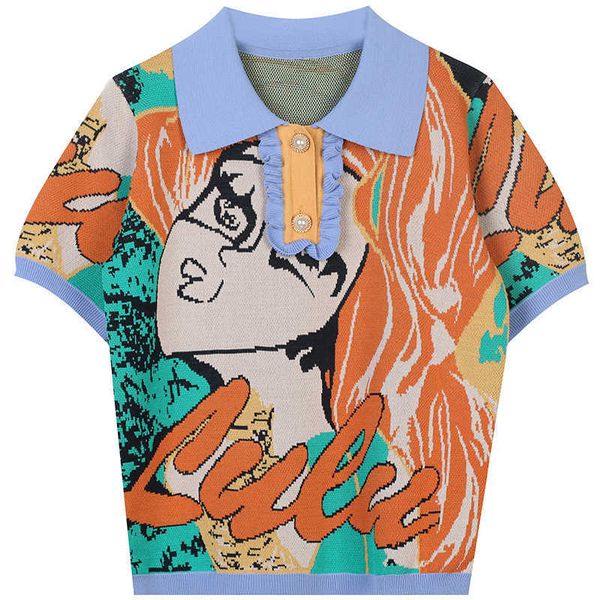 ladies printed pattern lapel knitted sweater pullover casual abstract cartoon sweater new fashion thin knitted pullover 2023, White
ladies printed pattern lapel knitted sweater pullover casual abstract cartoon sweater new fashion thin knitted pullover 2023, White