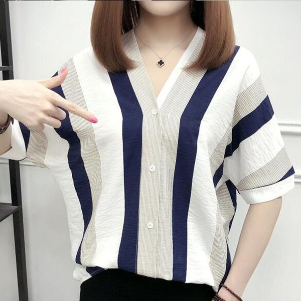 women's blouses shirts girls' summer fashion shirt women's loose plus size v-neck stripe casual shirt short sleeve casual wom, White
women's blouses shirts girls' summer fashion shirt women's loose plus size v-neck stripe casual shirt short sleeve casual wom, White