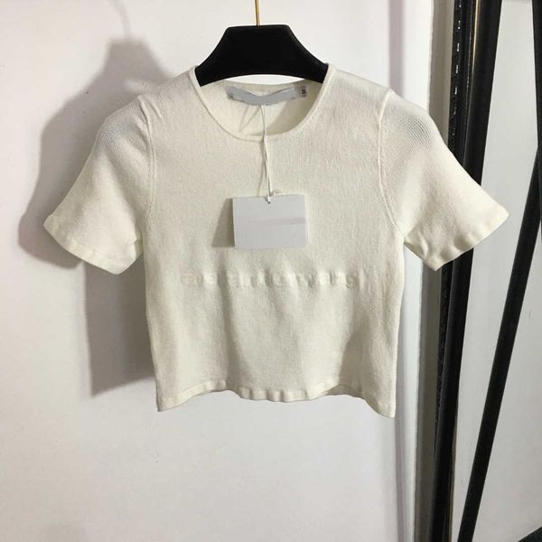 23ss womens t-shirt designer clothes women tee round neck jacquard monogram slim knit short sleeved short style t-shirt women clothes, White
23ss womens t-shirt designer clothes women tee round neck jacquard monogram slim knit short sleeved short style t-shirt women clothes, White