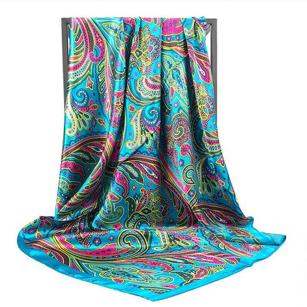 sarongs 2022 new 90*90cm retro brand women silk scarf bandanna fashion bohemian pattern square hijab lady wrap headband foulard muffler p230, Blue;gray
sarongs 2022 new 90*90cm retro brand women silk scarf bandanna fashion bohemian pattern square hijab lady wrap headband foulard muffler p230, Blue;gray