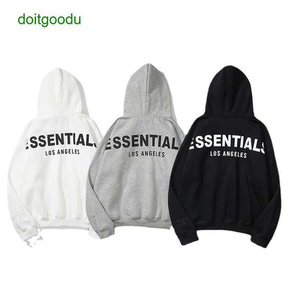 high street fosg double thread essens reflective letter plush hooded sweater and women's loose coat men's hoodies, Black
high street fosg double thread essens reflective letter plush hooded sweater and women's loose coat men's hoodies, Black