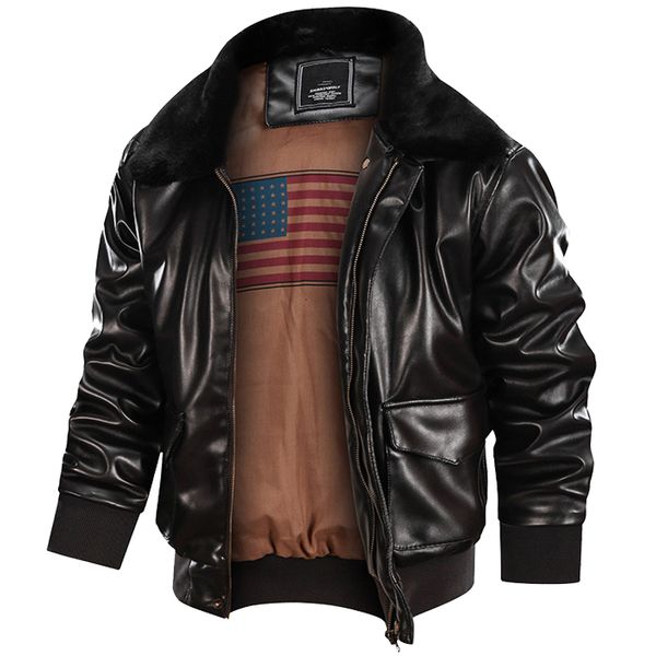 men's leather faux winter retro jacket outwear bomber winderbreaker casual motorcycle s male fur collar outcoat 230404, Black
men's leather faux winter retro jacket outwear bomber winderbreaker casual motorcycle s male fur collar outcoat 230404, Black