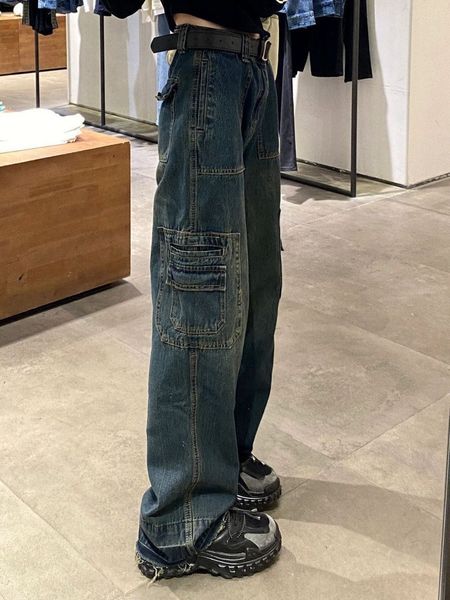 women's jeans women's retro washed jeans high street loose fitting extreme waist american casual street hip-hop wide leg jeans 230, Blue
women's jeans women's retro washed jeans high street loose fitting extreme waist american casual street hip-hop wide leg jeans 230, Blue