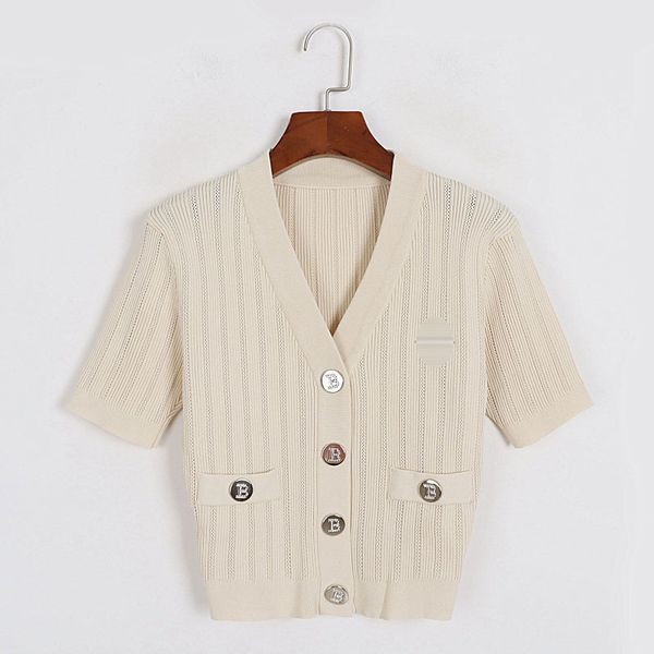 316 2023 milan runway women's sweaters spring summer brand same style sweater short sleeve v neck white black apricot striped womens dl
316 2023 milan runway women's sweaters spring summer brand same style sweater short sleeve v neck white black apricot striped womens dl