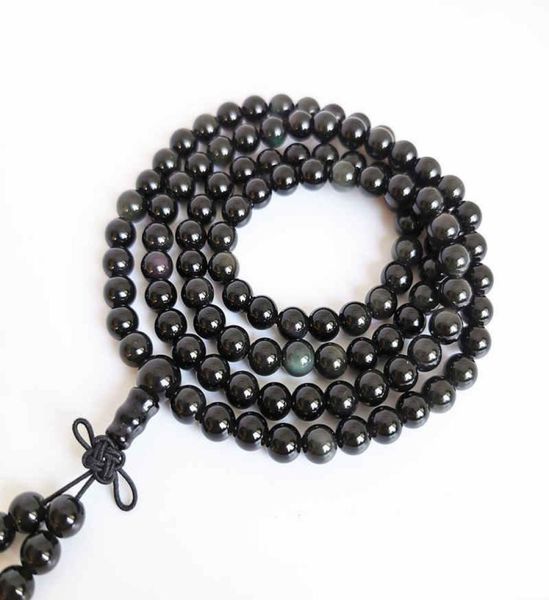 6mm natural obsidian round beads bracelets with rainbow eyes 108 prayer meditation mala bro501 beaded strands1781559, Black
6mm natural obsidian round beads bracelets with rainbow eyes 108 prayer meditation mala bro501 beaded strands1781559, Black