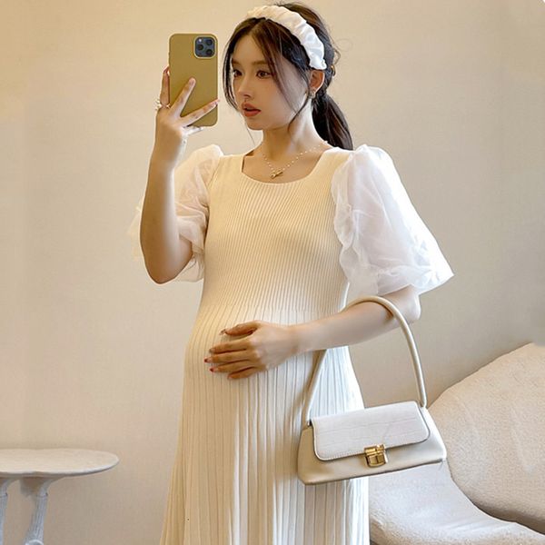 maternity dresses pregnant women's knitted dress pregnant women's summer apparel bubble sleeve ultra thin square neckline solid pa, White
maternity dresses pregnant women's knitted dress pregnant women's summer apparel bubble sleeve ultra thin square neckline solid pa, White