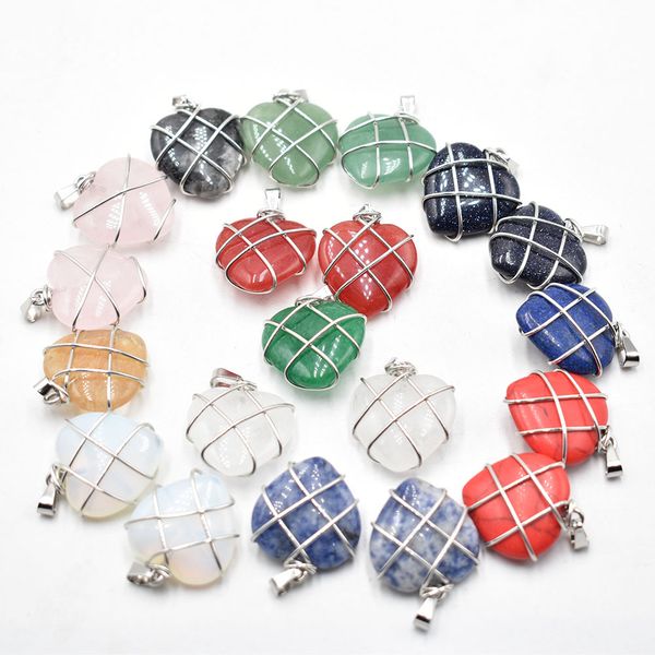 natural stone heart charms crystal agate beads pendant handmade wire color wire wrapped for jewelry marking, Bronze;silver
natural stone heart charms crystal agate beads pendant handmade wire color wire wrapped for jewelry marking, Bronze;silver