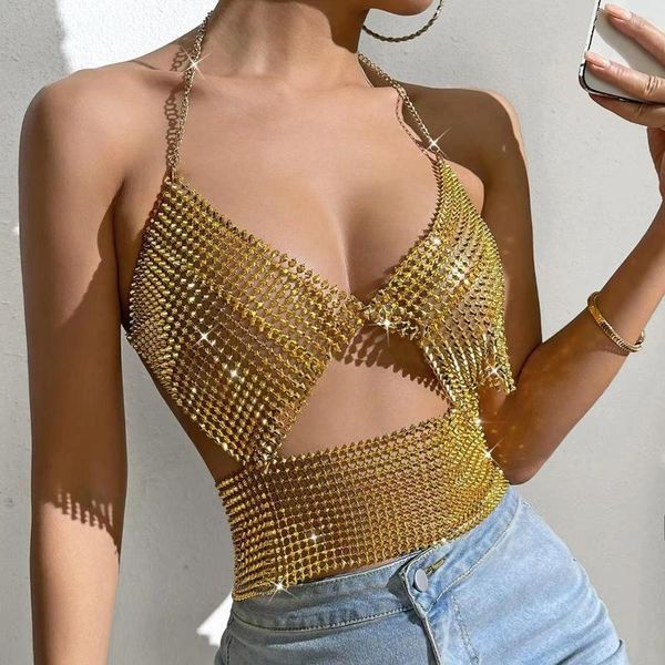 women's tanks 2023 women's gold mesh diamond chain nightclub vest, White
women's tanks 2023 women's gold mesh diamond chain nightclub vest, White