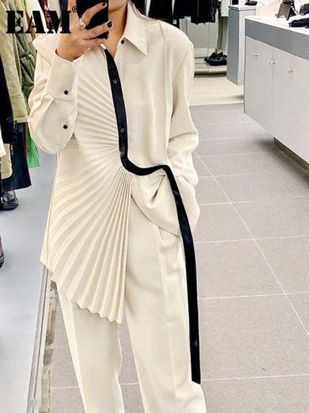 women's blouses shirts eam women apricot irregular pleated elegant blouse lapel long sleeve loose fit shirt fashion spring autumn 2023, White
women's blouses shirts eam women apricot irregular pleated elegant blouse lapel long sleeve loose fit shirt fashion spring autumn 2023, White