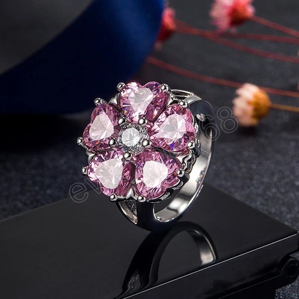 romantic heart shaped pink cz zircon crystal rings for women splicing flower rings lovers anniversary wedding party jewelry gift, Silver
romantic heart shaped pink cz zircon crystal rings for women splicing flower rings lovers anniversary wedding party jewelry gift, Silver