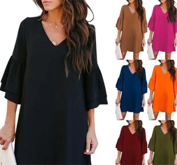 womens summer dress sweet cute v-neck bell sleeve shift dress mini dress, Black;gray
womens summer dress sweet cute v-neck bell sleeve shift dress mini dress, Black;gray