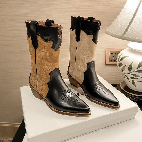 boots women's embroidered western middle calf stitching botas cowboy boot short fat high-heeled shoes street shoes women's western, Black
boots women's embroidered western middle calf stitching botas cowboy boot short fat high-heeled shoes street shoes women's western, Black