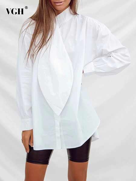 women's blouses shirts vgh minimalist chic for women stand collar long sleeve single breasted solid patchwork female fashion clothes 23, White
women's blouses shirts vgh minimalist chic for women stand collar long sleeve single breasted solid patchwork female fashion clothes 23, White