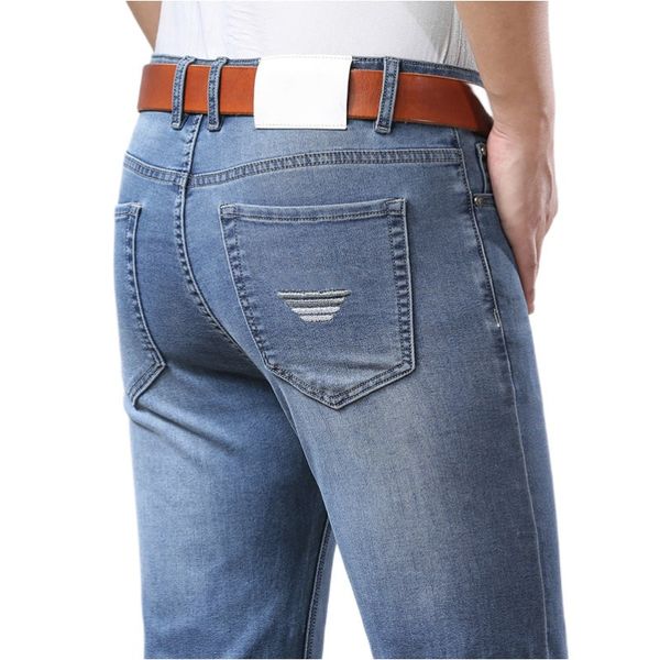 men's jeans spring summer thin denim slim fit european american high-end brand small straight pants xl872-4, Blue
men's jeans spring summer thin denim slim fit european american high-end brand small straight pants xl872-4, Blue