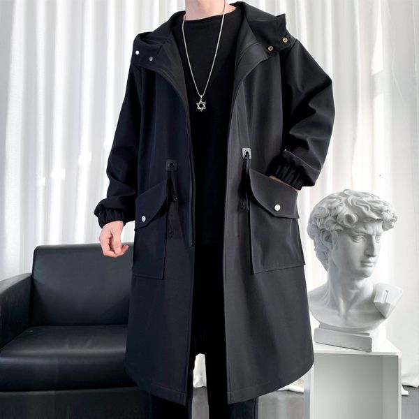 men's trench coats streetwear spring autumn hooded men fashion windbreaker long jacket 230404, Tan;black
men's trench coats streetwear spring autumn hooded men fashion windbreaker long jacket 230404, Tan;black