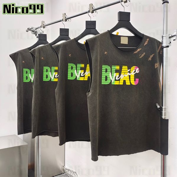 23ss new t shirt gradient letters washed and worn round neck print pattern loose personality of men women sleeveless undershirt, White;black
23ss new t shirt gradient letters washed and worn round neck print pattern loose personality of men women sleeveless undershirt, White;black