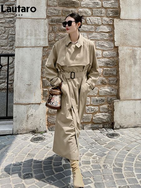 women's trench coats lautaro spring autumn oversized long cool coat for women raglan sleeve belt double breasted british style fashion, Tan;black
women's trench coats lautaro spring autumn oversized long cool coat for women raglan sleeve belt double breasted british style fashion, Tan;black