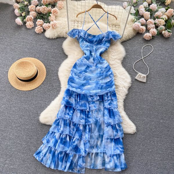 crowd tie dyed strap off shoulder dress super immortal one shoulder fashion style waist closing thin cake long dress, Black;gray
crowd tie dyed strap off shoulder dress super immortal one shoulder fashion style waist closing thin cake long dress, Black;gray