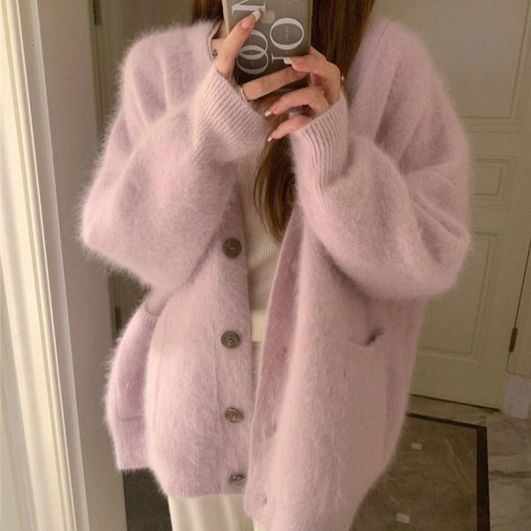women's knits tees limiguyue mink cashmere cardigan single breasted women knitted pink sweater autumn winter oversize knitwear loose ca, White 
women's knits tees limiguyue mink cashmere cardigan single breasted women knitted pink sweater autumn winter oversize knitwear loose ca, White