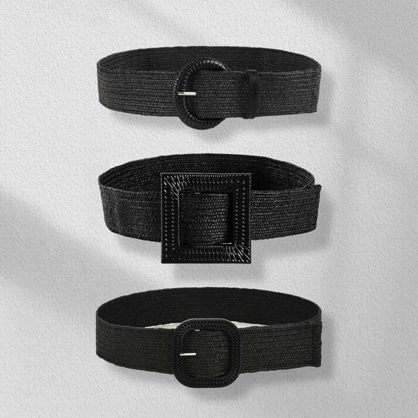belts 2023 new women's black elastic braided belts bohemian style pp straw belt wide waistband ladies designer dress decoration summer, Black;brown
belts 2023 new women's black elastic braided belts bohemian style pp straw belt wide waistband ladies designer dress decoration summer, Black;brown