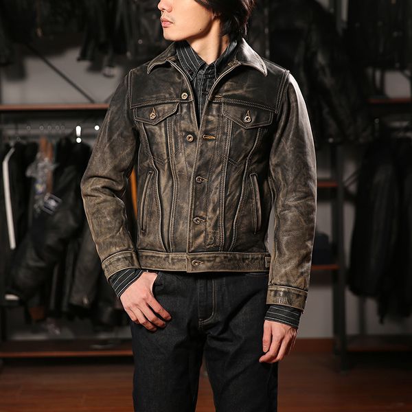 men's leather faux luxury vintage gray genuine leather coat 507 style 14 mm thick cowhide jacketheavy natural clothslim 230404, Black
men's leather faux luxury vintage gray genuine leather coat 507 style 14 mm thick cowhide jacketheavy natural clothslim 230404, Black