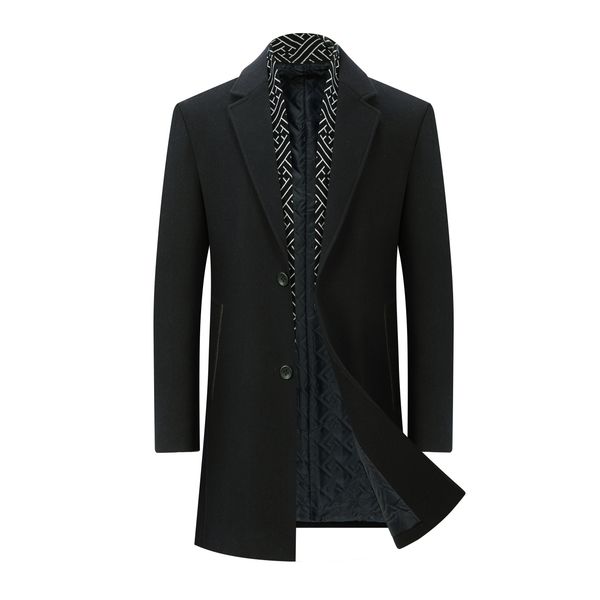 

new autumn and winter wool coat men's slim large-sized windbreaker men's thick wool jacket men's wool coat, Dark grey