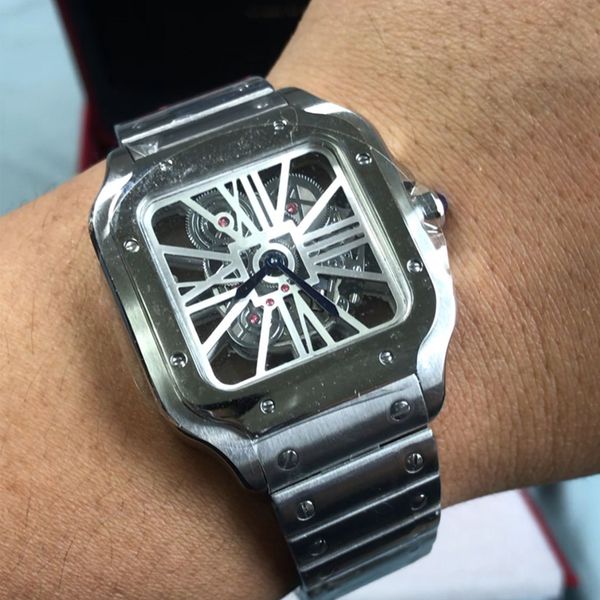 2023 mens luxury silver case watches square skeleton watch stainless steel luminous needles casual business quartz wristwatches, Slivery;brown
2023 mens luxury silver case watches square skeleton watch stainless steel luminous needles casual business quartz wristwatches, Slivery;brown