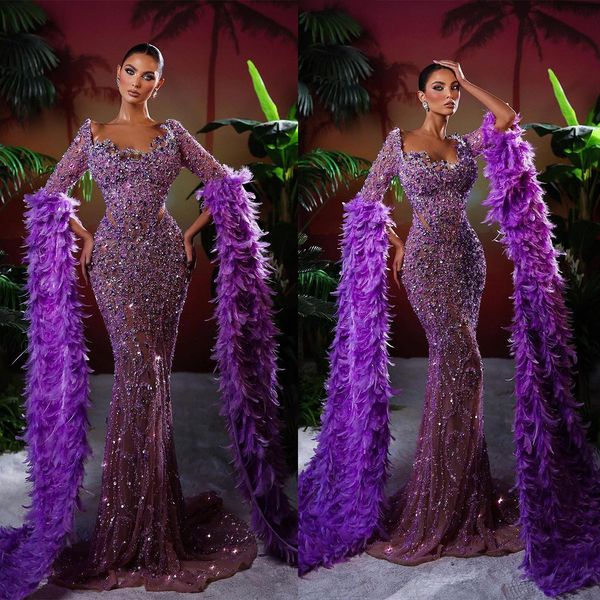brilliant mermaid prom dresses square long feather sleeves shining applicants beads zipper layered up court gown custom made party dress ves, Black
brilliant mermaid prom dresses square long feather sleeves shining applicants beads zipper layered up court gown custom made party dress ves, Black