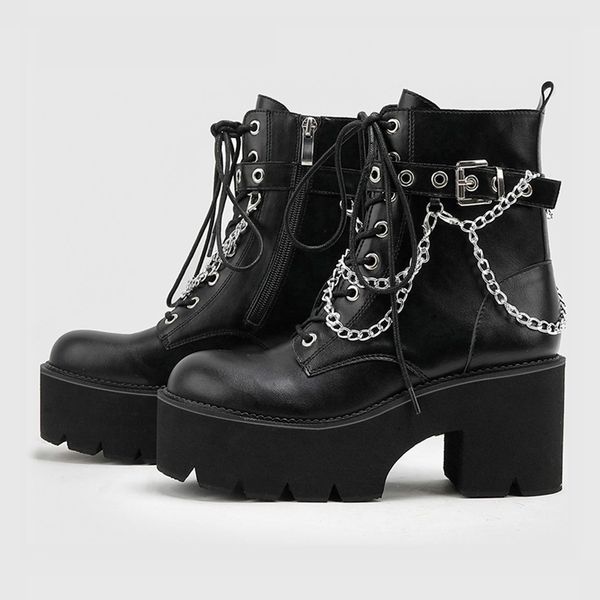 boots punk style women's boots platform black round toes bulky high heels women's leather shoelaces chain lace shoelaces wsh4695 2
boots punk style women's boots platform black round toes bulky high heels women's leather shoelaces chain lace shoelaces wsh4695 2