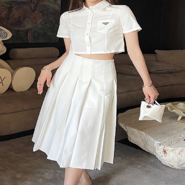 two piece dress women dress suits fashion pleated half skirt casual lady skirt with inverted triangle sml, White
two piece dress women dress suits fashion pleated half skirt casual lady skirt with inverted triangle sml, White