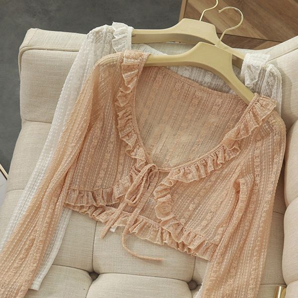 women's knits tees lace ruffle y2y korean summer cardigan sunscreen loose coat women casual simple fashion long sleeves short shirt ver, White
women's knits tees lace ruffle y2y korean summer cardigan sunscreen loose coat women casual simple fashion long sleeves short shirt ver, White