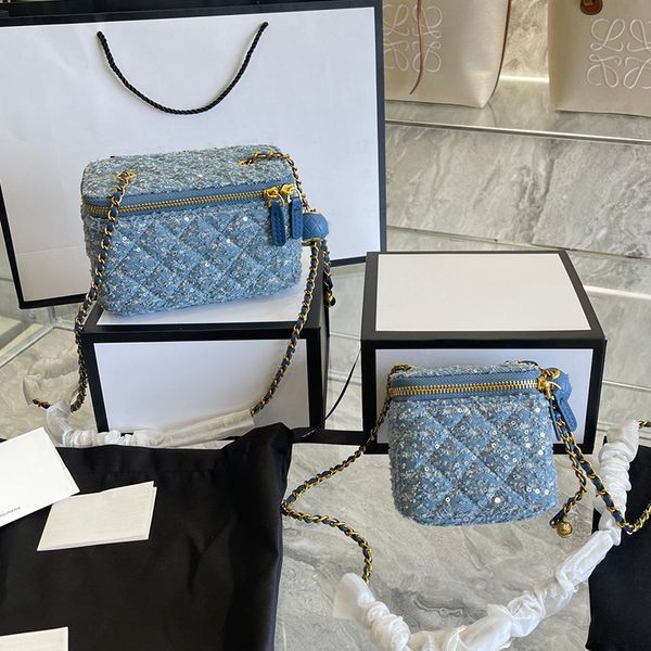 vanity womens classic mini denim sequins box bag quilted crush ball gold metal hardware matelasse chain crossbody shoulder designer cosmetic
vanity womens classic mini denim sequins box bag quilted crush ball gold metal hardware matelasse chain crossbody shoulder designer cosmetic