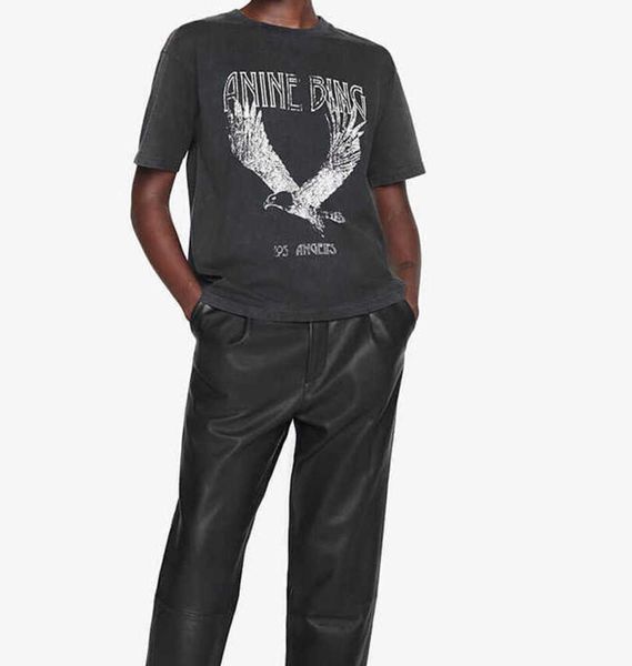 anine bing women fashion classic cotton tee ab new niche eagle print t shirt black short-sleeved t-shirt polos motion current 223, White
anine bing women fashion classic cotton tee ab new niche eagle print t shirt black short-sleeved t-shirt polos motion current 223, White