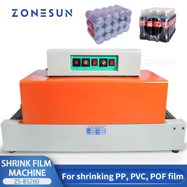 ZONESU Automatic Shrink Tunnel PVC Film Shrinking Heat Sleeve Plastic Packing box tableware food sealer strapper tool ZS-BS260
