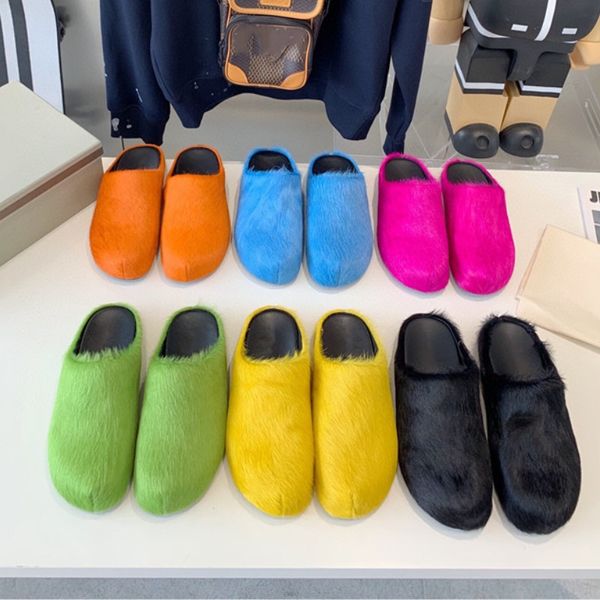 horse hair slippers men's women's sandals designer fashion leather marn flat heel comfortable home outdoor driving lazy one foot s, Black
horse hair slippers men's women's sandals designer fashion leather marn flat heel comfortable home outdoor driving lazy one foot s, Black