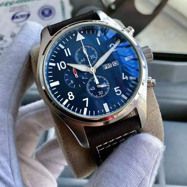 10 styles blue dial watches mens luxury watch quartz watch chronograph function sapphire glass leather strap luminous montre de luxe oyster, Slivery;brown
10 styles blue dial watches mens luxury watch quartz watch chronograph function sapphire glass leather strap luminous montre de luxe oyster, Slivery;brown