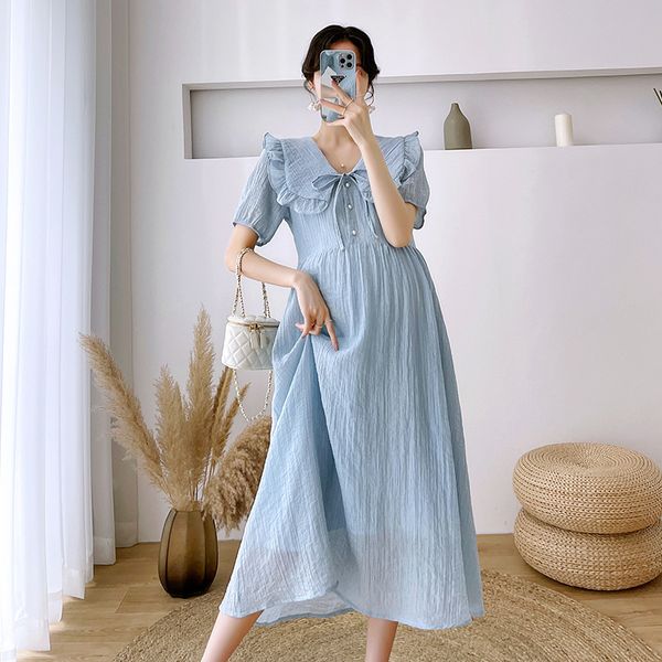 es french lace peter pan collar summer dress for pregnant women suitable for pregnant women ultra-thin and elegant long vestito 230404, White
es french lace peter pan collar summer dress for pregnant women suitable for pregnant women ultra-thin and elegant long vestito 230404, White