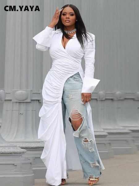 cm.yaya vintage women long sleeve high side split ruched up wrap lapel collar white maxi long dress fashion street dresses, Black;gray
cm.yaya vintage women long sleeve high side split ruched up wrap lapel collar white maxi long dress fashion street dresses, Black;gray